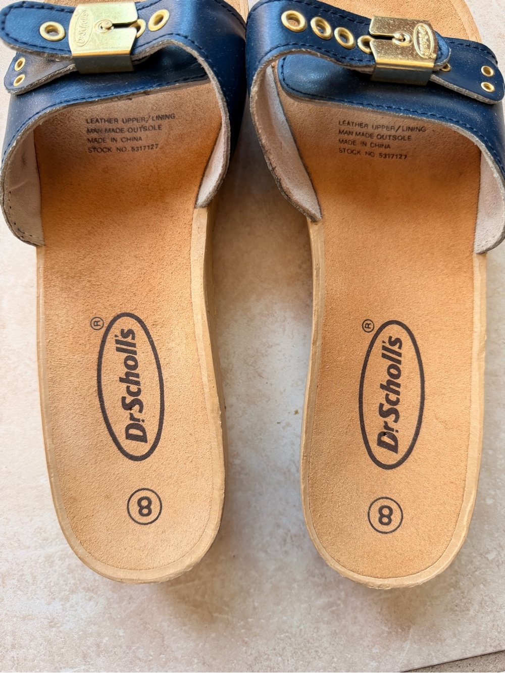 Dr. Scholl's Women's Navy Slide Sandals with Gold Accent - Picture 7 of 7